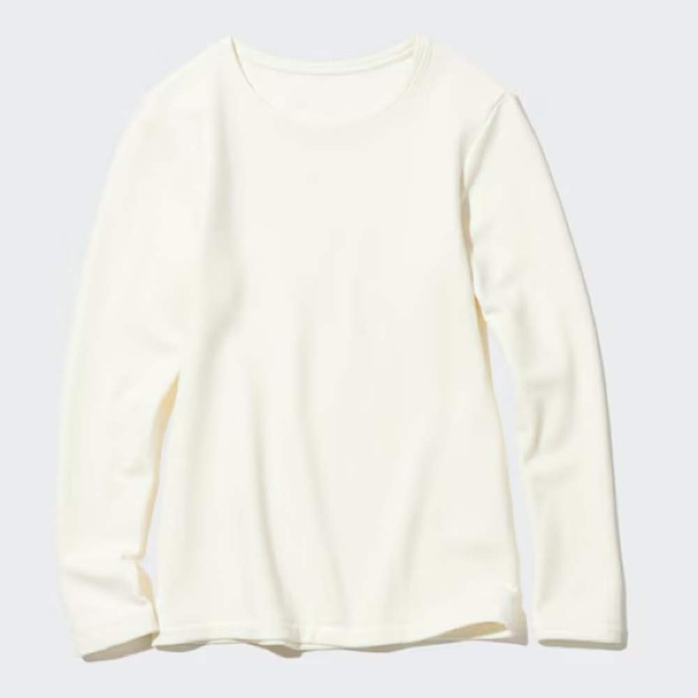 Uniqlo XXS Heattech Ultra Warm Crew Neck T-Shirt Off White